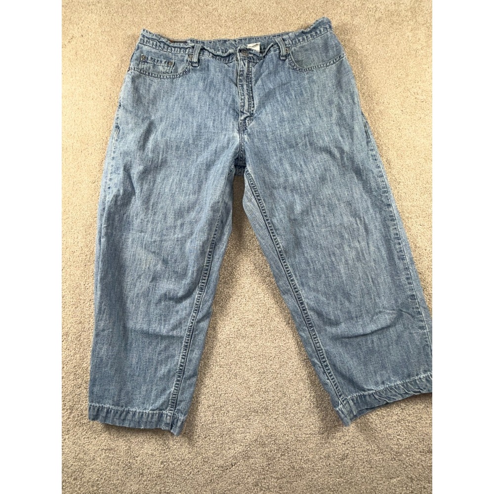 Levi's 577 Capri Jeans Womens 16 Blue Denim Cotton 5 Pocket Mid Rise Medium Wash